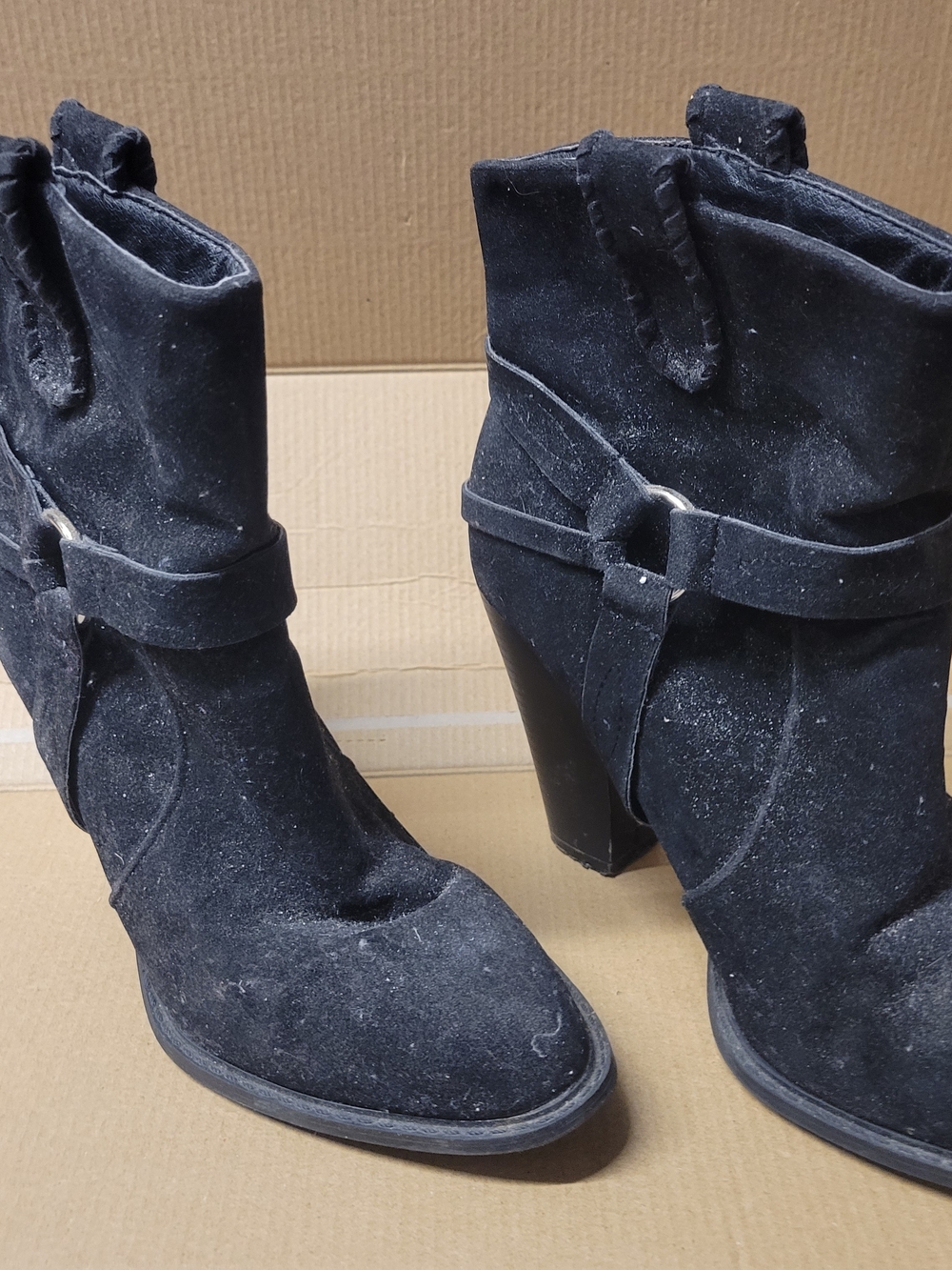Women’s Black Suede Ankle Boots - Stylish High Heel